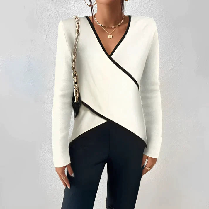 Vivian - Blusa chic de manga larga con elegante escote en V