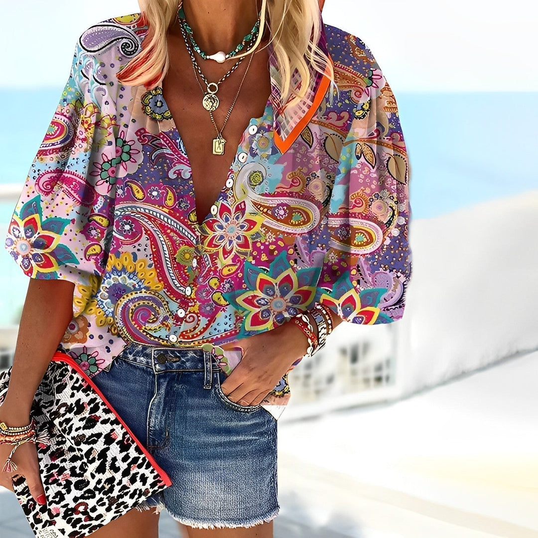 Kendra - Elegante blusa femenina con encantador estampado de mandala