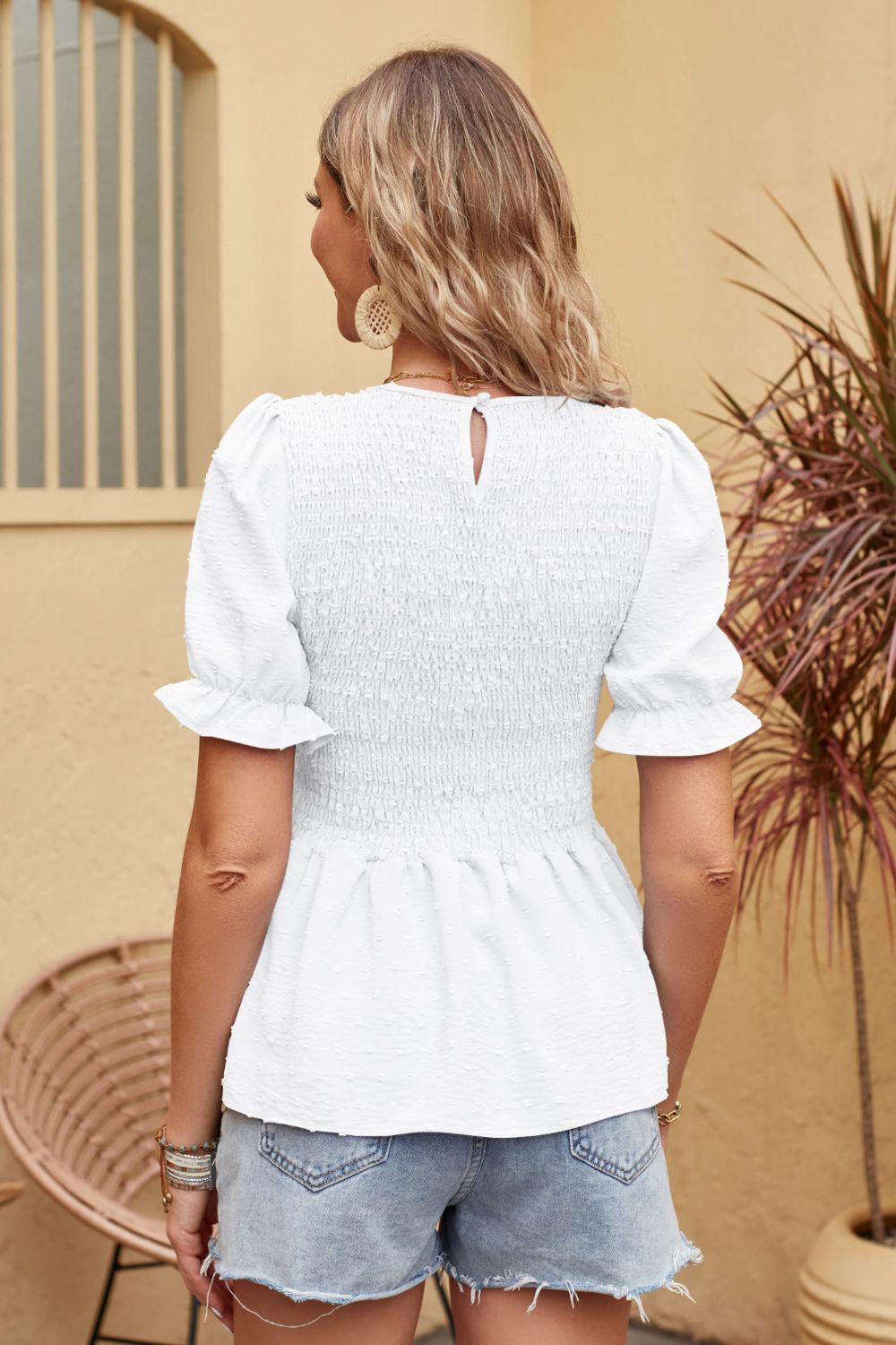 Rosa - Encantadora blusa de manga corta para mujer