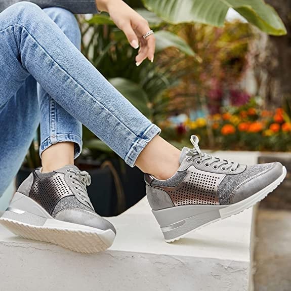 Amelia - Elegantes zapatillas ortopédicas con elegante tacón alto y cómodo tacón de cuña