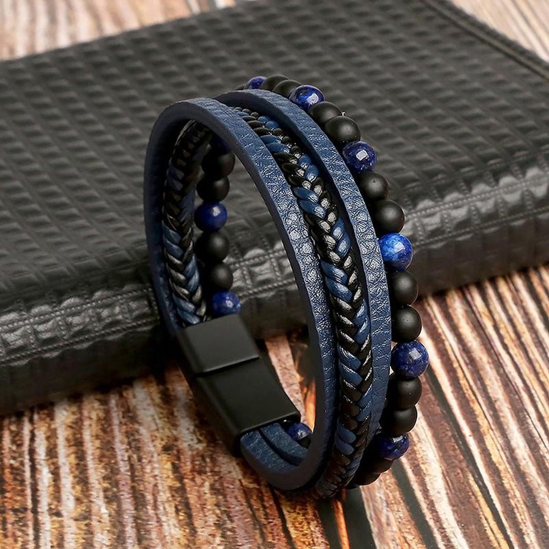 Lucas - Elegante juego de pulseras de cuero para el hombre moderno