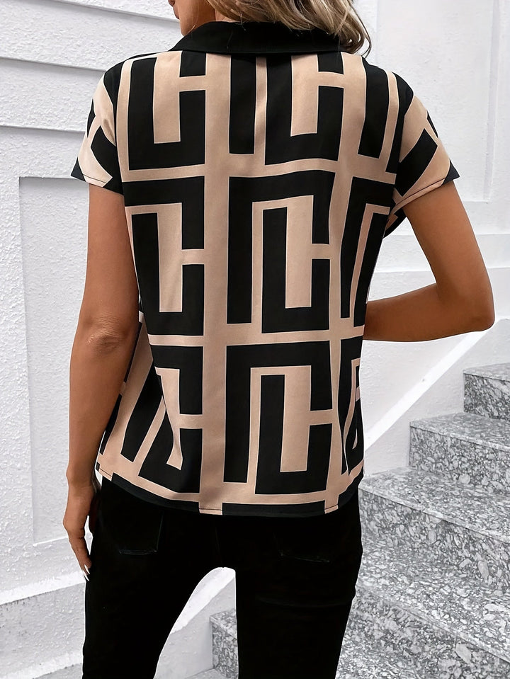 Sabine - Elegante blusa geométrica para la mujer moderna