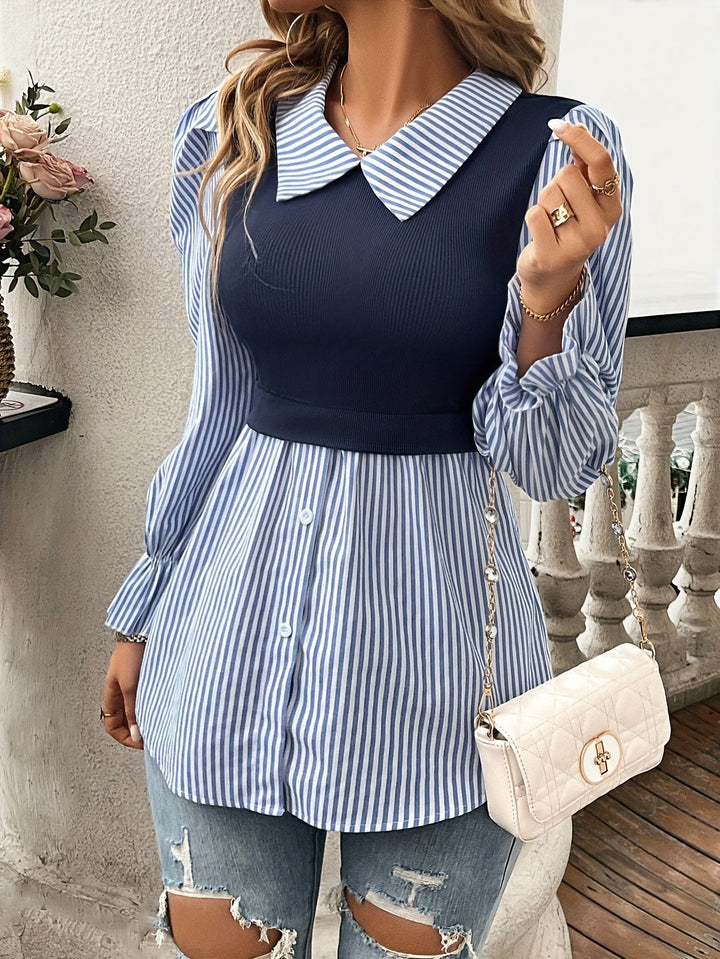 Olivia - Elegante blusa de rayas para mujer a la moda de primavera y otoño