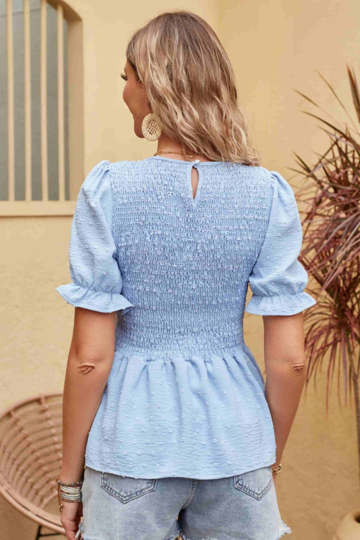 Rosa - Encantadora blusa de manga corta para mujer