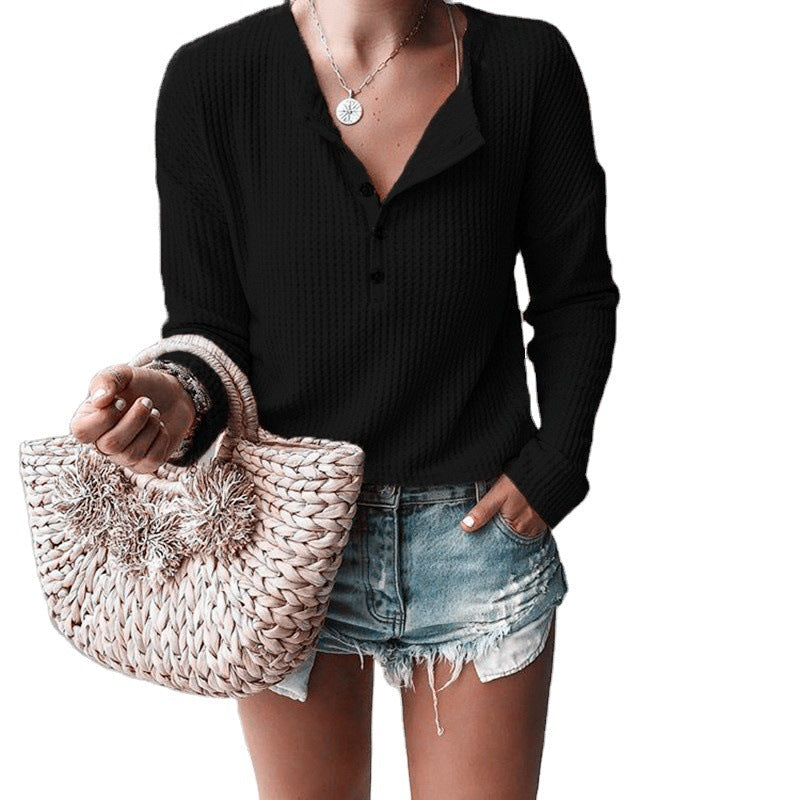 Elena - Elegante blusa con cuello en V para un otoño y una primavera deliciosos