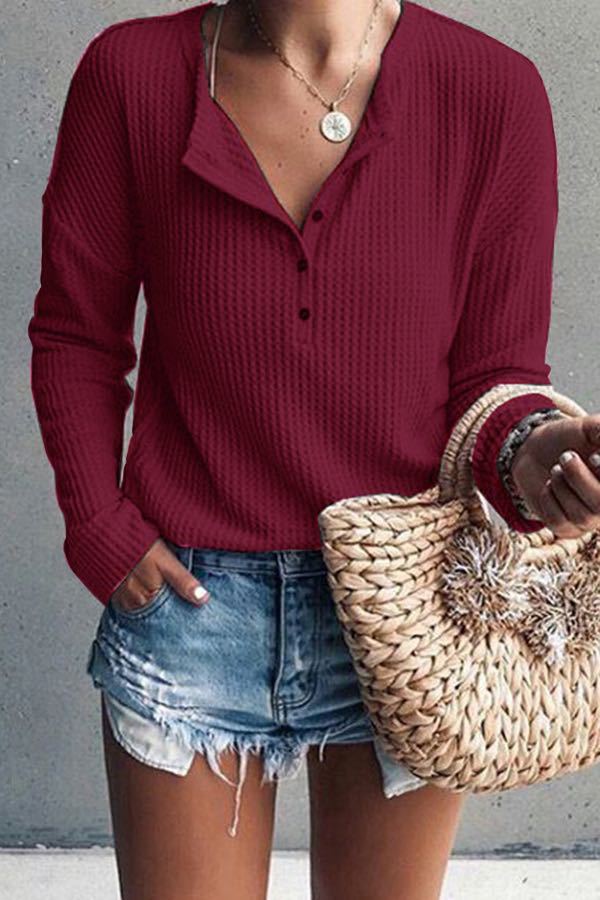 Elena - Elegante blusa con cuello en V para un otoño y una primavera deliciosos