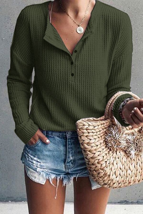 Elena - Elegante blusa con cuello en V para un otoño y una primavera deliciosos