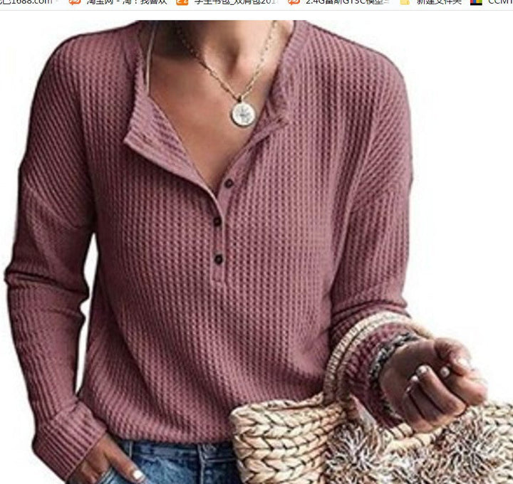Elena - Elegante blusa con cuello en V para un otoño y una primavera deliciosos