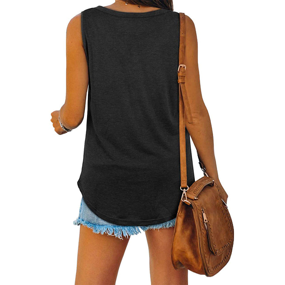 Michelle - Elegante camiseta de tirantes de punto con cuello en V para mujer