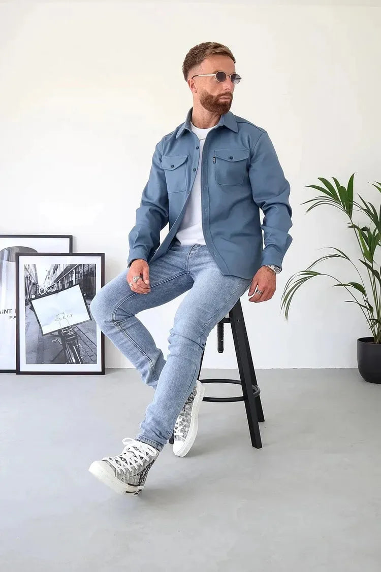 Andrés™ - Chaqueta de Cuero con Botones