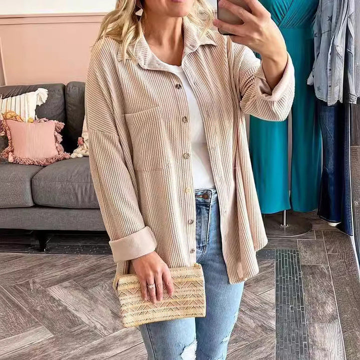 Aria - Elegante blusa otoñal de rayas y manga larga para mujer