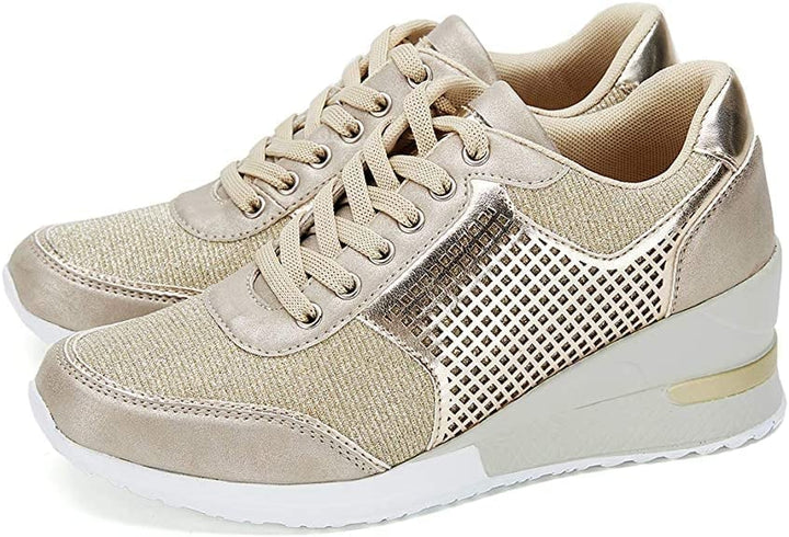 Amelia - Elegantes zapatillas ortopédicas con elegante tacón alto y cómodo tacón de cuña