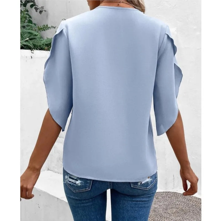 Ella - Elegante y cómodo top de encaje con cuello en V para mujer