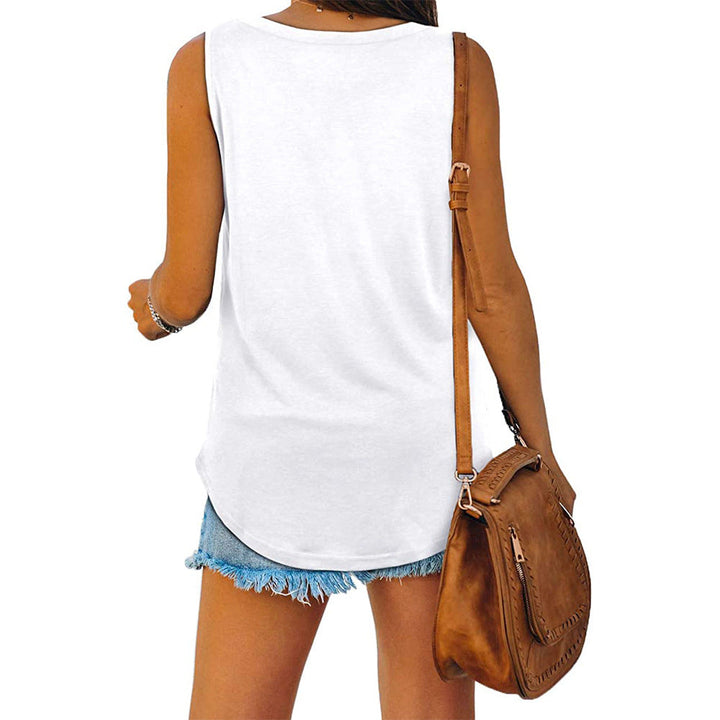 Michelle - Elegante camiseta de tirantes de punto con cuello en V para mujer