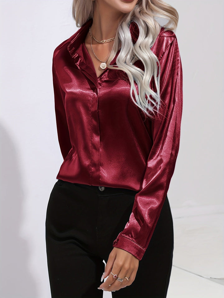 Zariah - Elegante blusa de satén para mujer de estilo otoñal chic