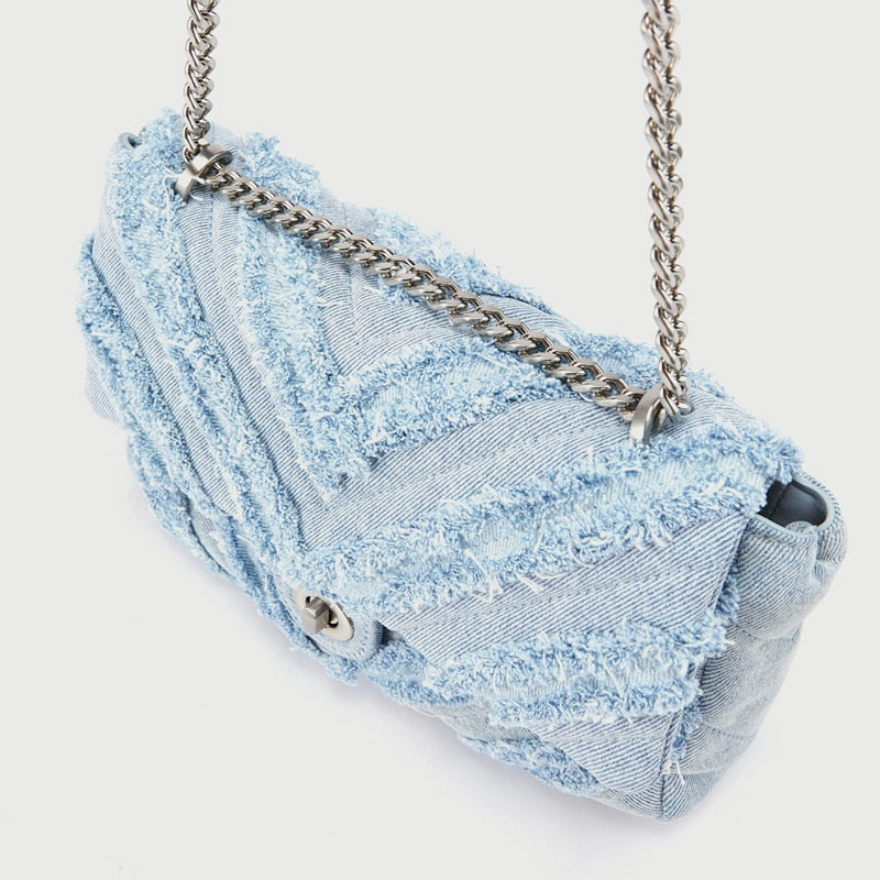 Bolso bandolera vaquero azul claro chic para mujer by Macy