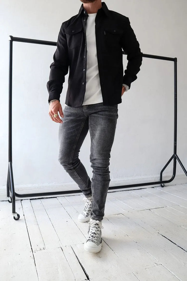 Andrés™ - Chaqueta de Cuero con Botones
