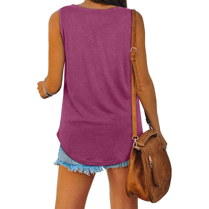 Michelle - Elegante camiseta de tirantes de punto con cuello en V para mujer