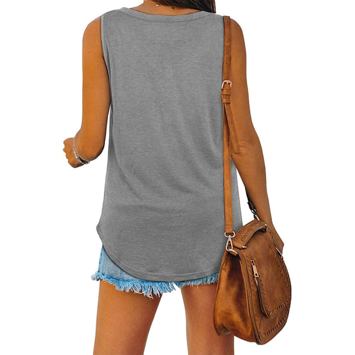 Michelle - Elegante camiseta de tirantes de punto con cuello en V para mujer