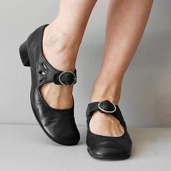 Amey - Zapatos retro chic de punta redonda