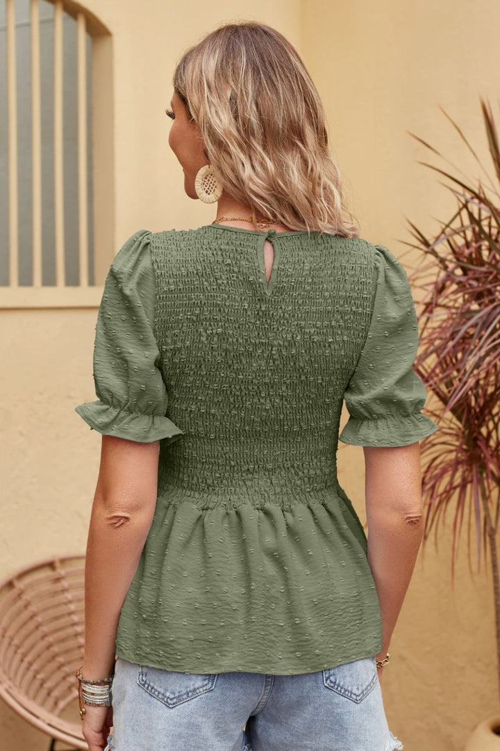 Rosa - Encantadora blusa de manga corta para mujer