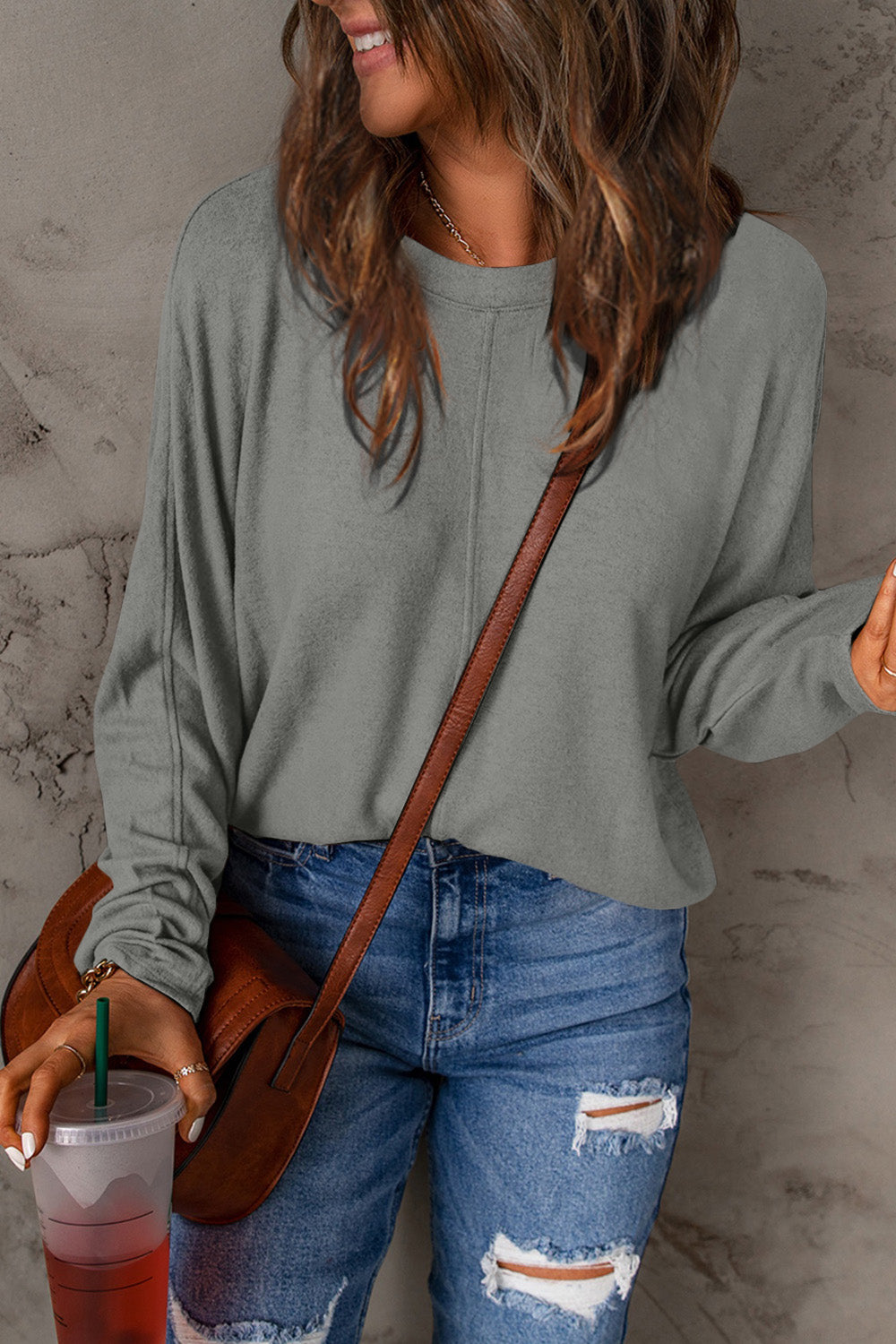 Fiona - Elegante camisa otoñal informal de manga larga y cuello redondo para mujer