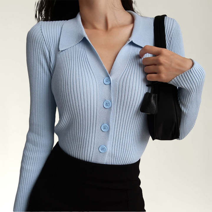 Piper - Elegante Polo Slim Fit de canalé para mujer para otoño