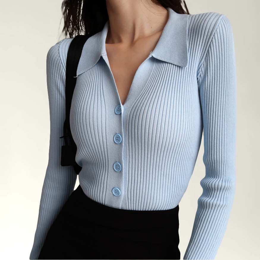 Piper - Elegante Polo Slim Fit de canalé para mujer para otoño