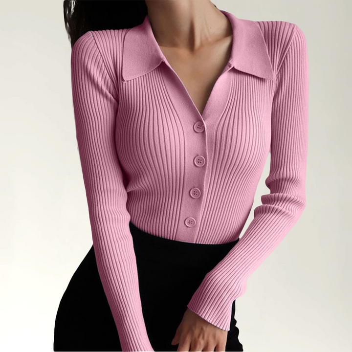 Piper - Elegante Polo Slim Fit de canalé para mujer para otoño