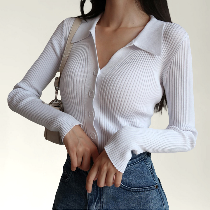 Piper - Elegante Polo Slim Fit de canalé para mujer para otoño
