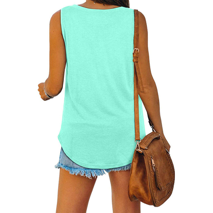 Michelle - Elegante camiseta de tirantes de punto con cuello en V para mujer