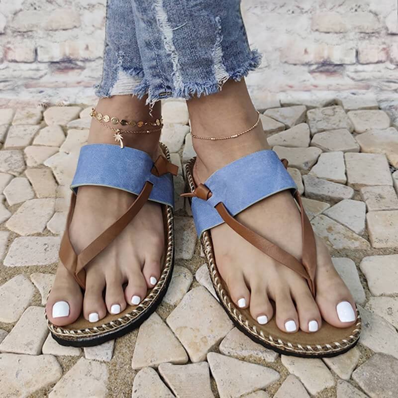Isa - Elegantes y cómodas sandalias azules sin cordones para mujer