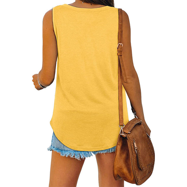 Michelle - Elegante camiseta de tirantes de punto con cuello en V para mujer