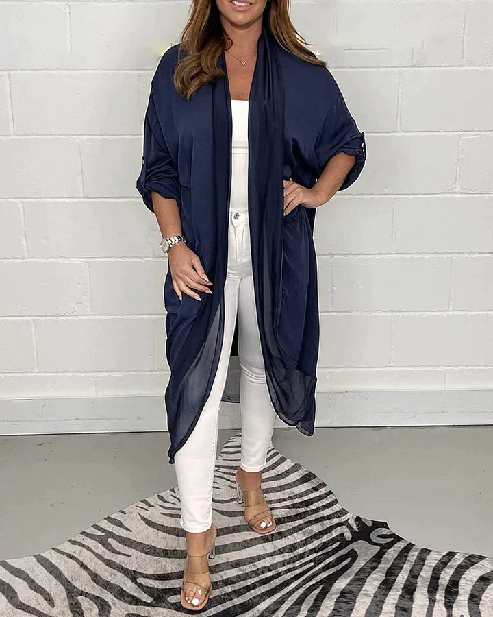 Talitha - Elegante y cómodo top con cuello en V de material sedoso para mujer