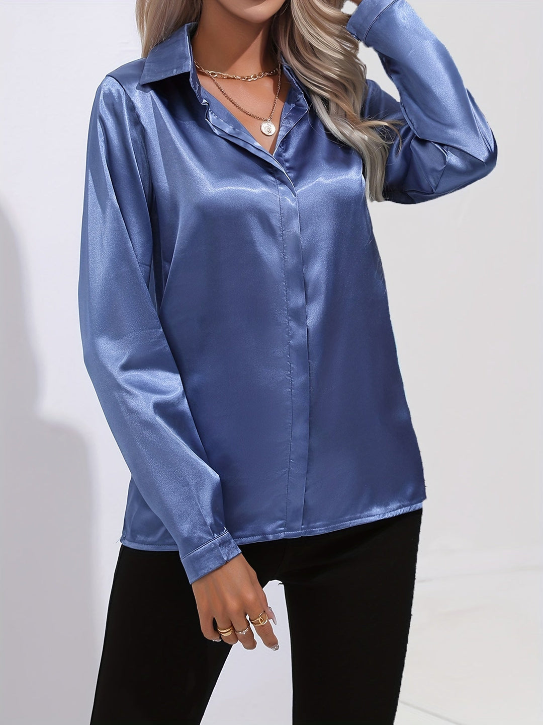 Zariah - Elegante blusa de satén para mujer de estilo otoñal chic