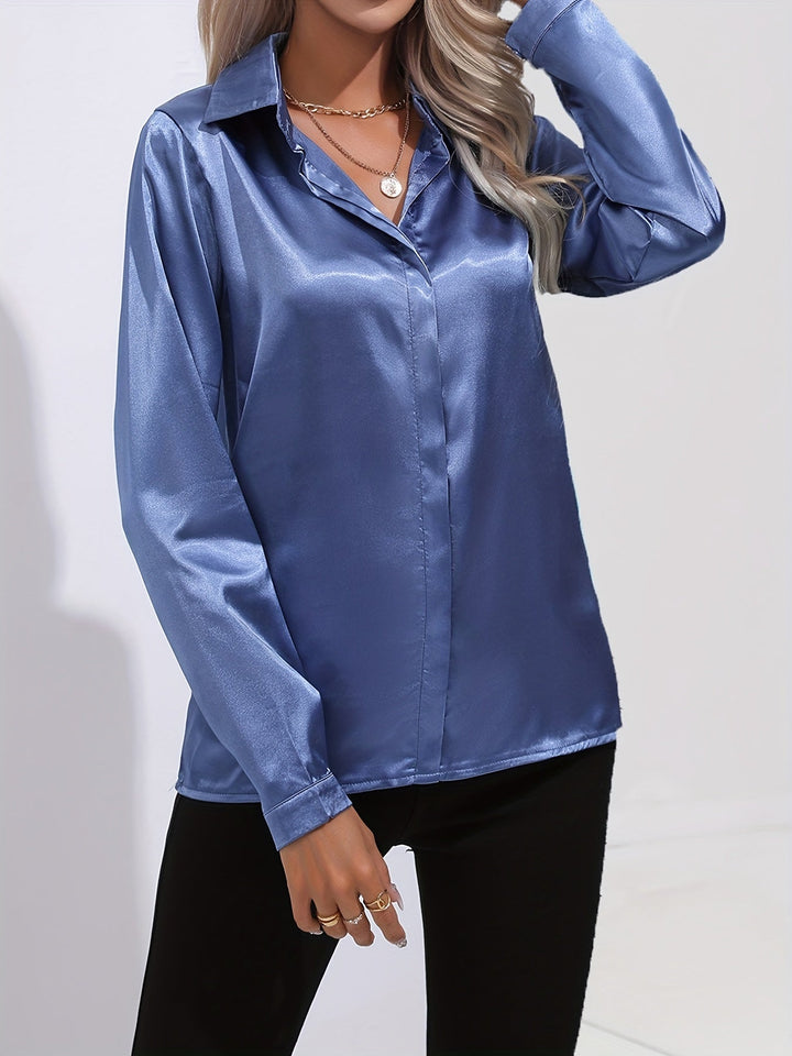 Zariah - Elegante blusa de satén para mujer de estilo otoñal chic