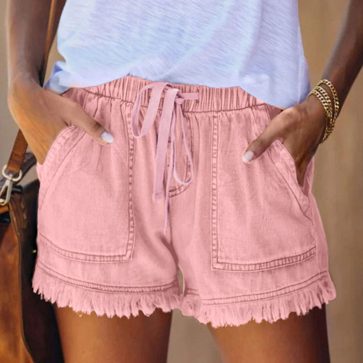 Liza - Pantalones cortos vaqueros de cintura alta de moda para mujer para un verano con estilo
