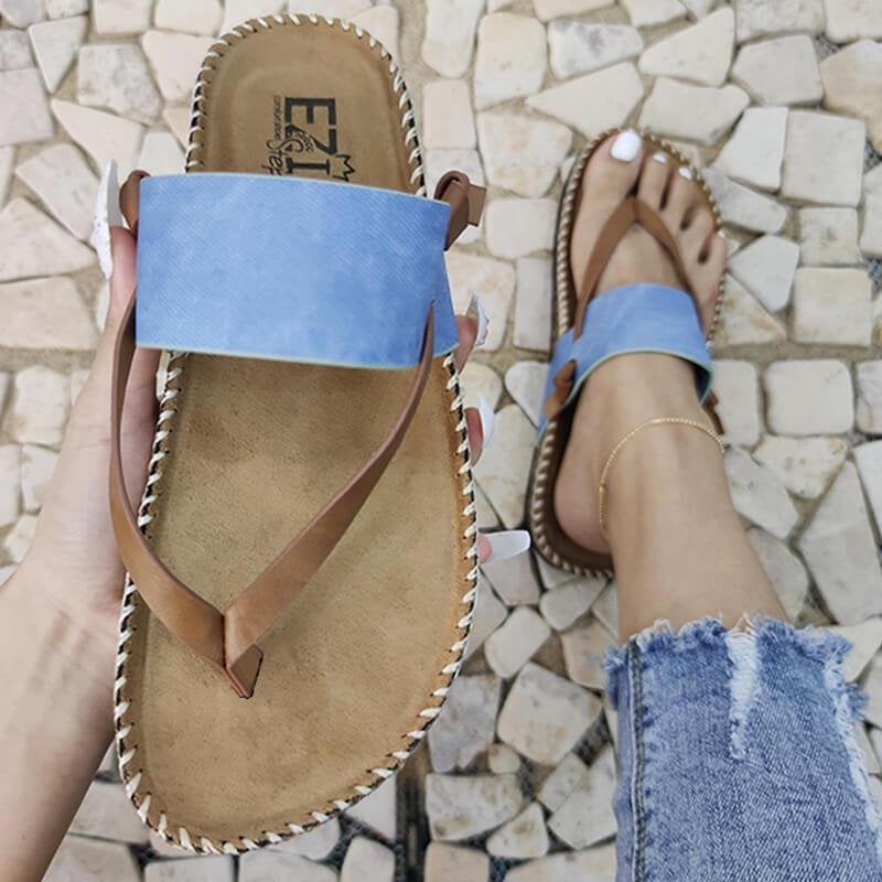Isa - Elegantes y cómodas sandalias azules sin cordones para mujer