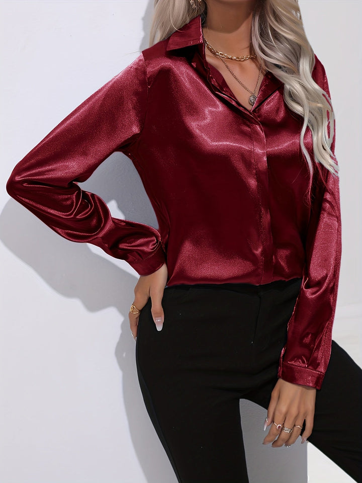 Zariah - Elegante blusa de satén para mujer de estilo otoñal chic
