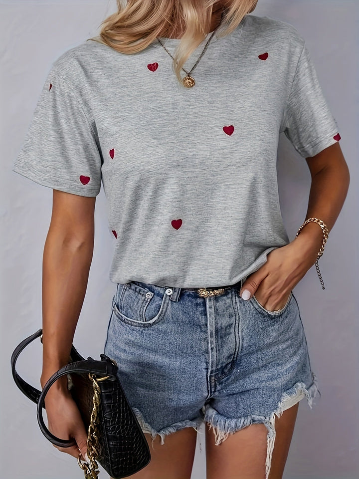 Alissa - Elegante camiseta con estampado Loving Heart para mujer