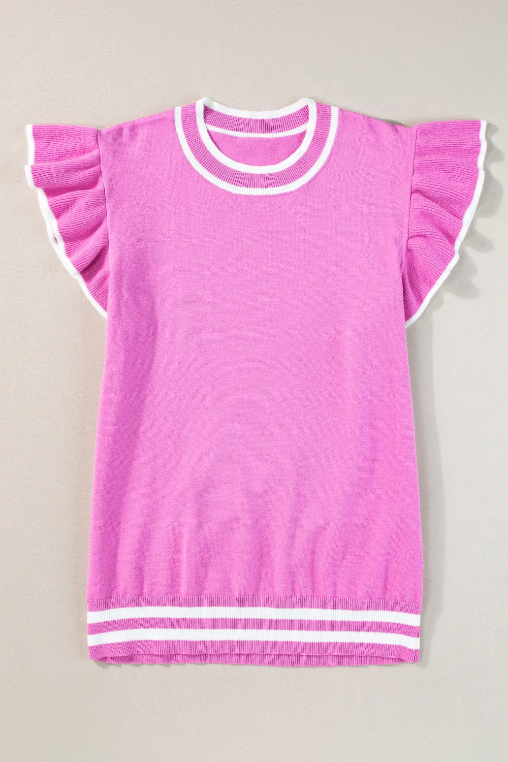 Lana - Top de moda de punto acanalado con cuello redondo para mujer