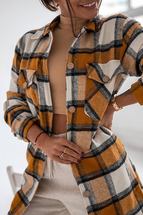 Marga - Elegante y cómoda blusa camisera a cuadros para mujer