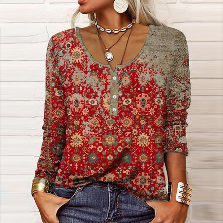 Inès - Elegante jersey con precioso estampado azteca