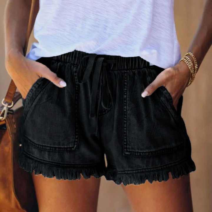 Liza - Pantalones cortos vaqueros de cintura alta de moda para mujer para un verano con estilo