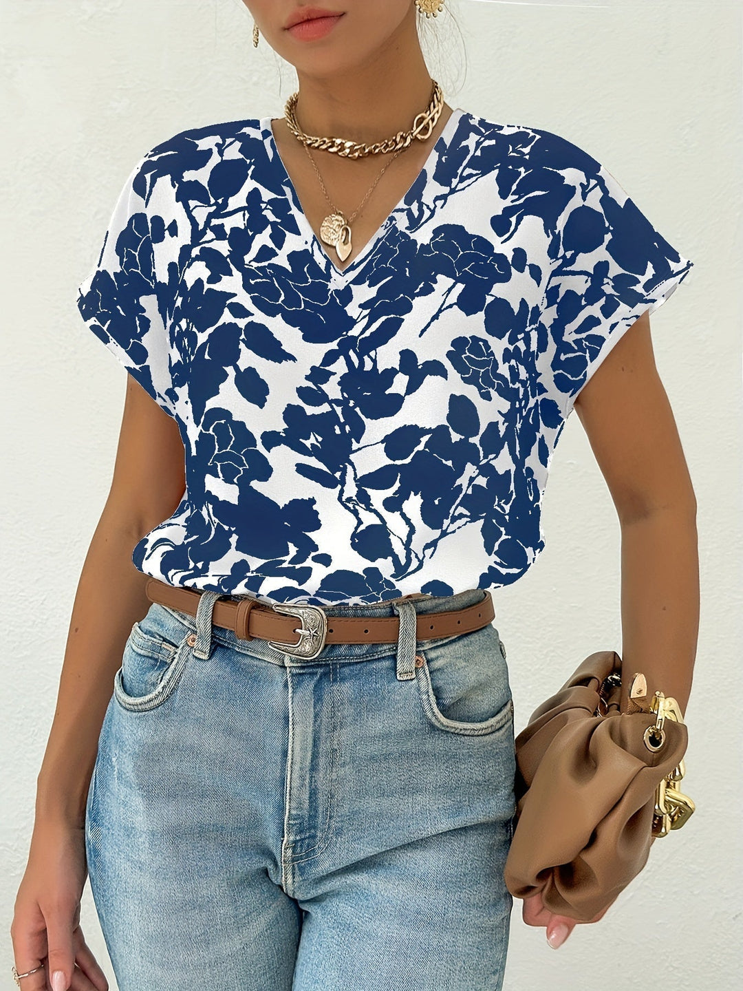 Ariel - Femenino top de verano con encantador estampado floral