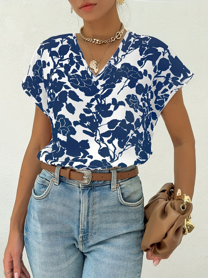 Ariel - Femenino top de verano con encantador estampado floral