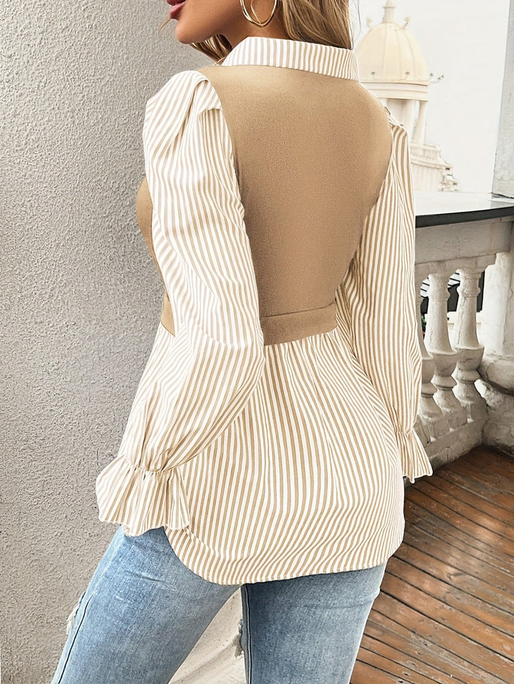 Olivia - Elegante blusa de rayas para mujer a la moda de primavera y otoño