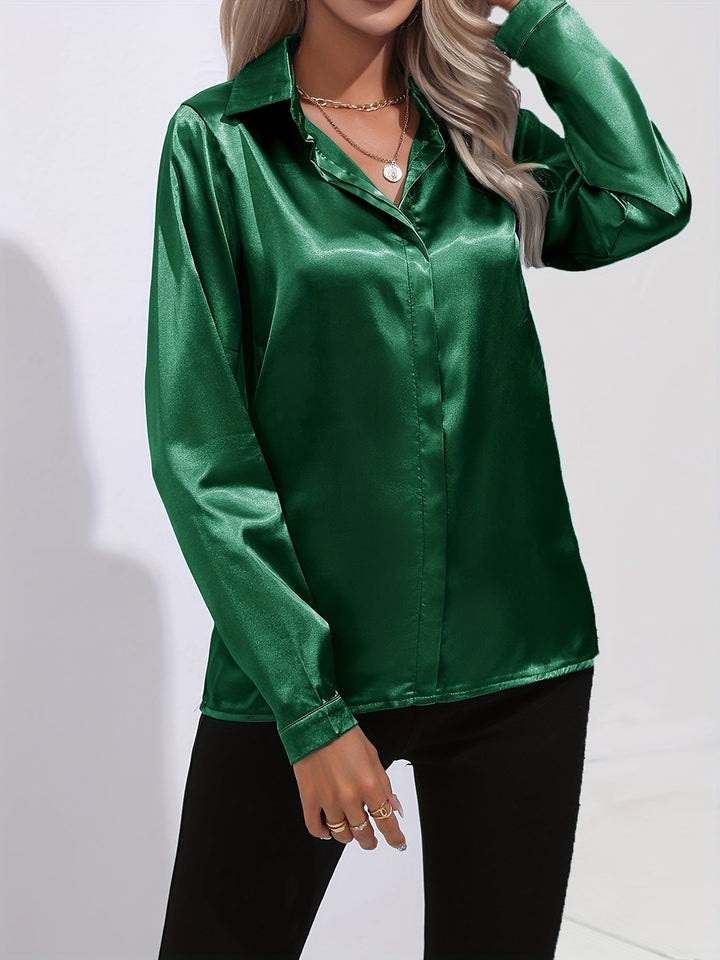 Zariah - Elegante blusa de satén para mujer de estilo otoñal chic