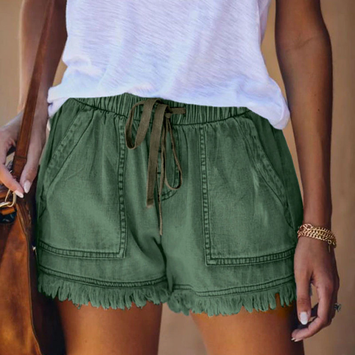 Liza - Pantalones cortos vaqueros de cintura alta de moda para mujer para un verano con estilo