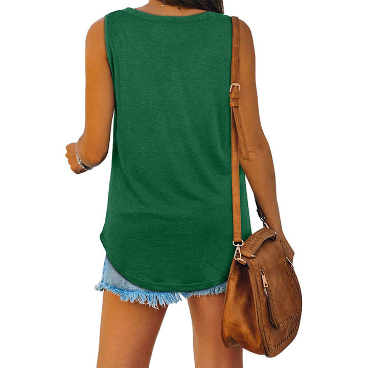 Michelle - Elegante camiseta de tirantes de punto con cuello en V para mujer